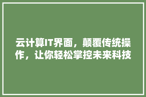 云计算IT界面，颠覆传统操作，让你轻松掌控未来科技 搜狗SEO