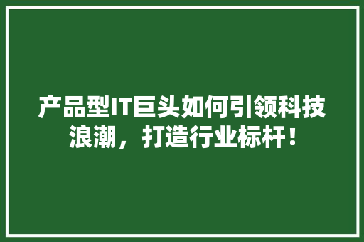 产品型IT巨头如何引领科技浪潮，打造行业标杆！ 搜狗SEO