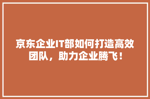 京东企业IT部如何打造高效团队，助力企业腾飞！ SEO关键词