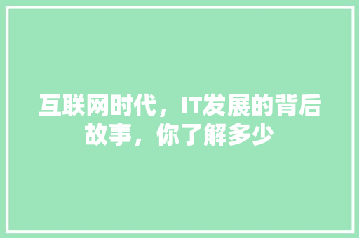 互联网时代，IT发展的背后故事，你了解多少 SEO关键词