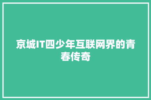 京城IT四少年互联网界的青春传奇 SEO关键词