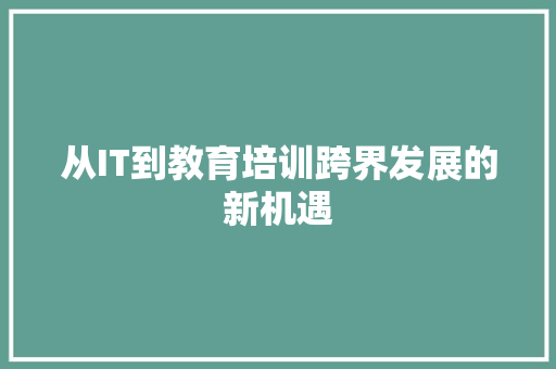 从IT到教育培训跨界发展的新机遇 必应SEO