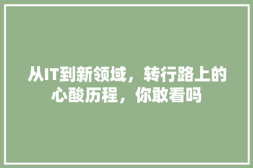从IT到新领域，转行路上的心酸历程，你敢看吗 搜狗SEO
