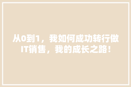 从0到1，我如何成功转行做IT销售，我的成长之路！ 百度SEO