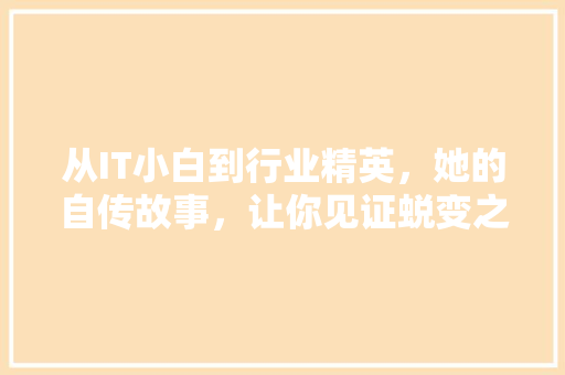 从IT小白到行业精英，她的自传故事，让你见证蜕变之旅 神马SEO