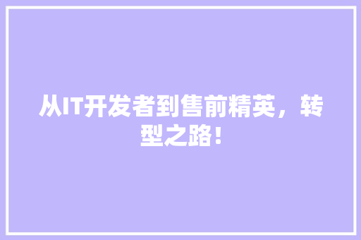 从IT开发者到售前精英，转型之路！ 必应SEO