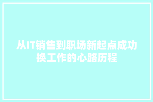 从IT销售到职场新起点成功换工作的心路历程 必应SEO