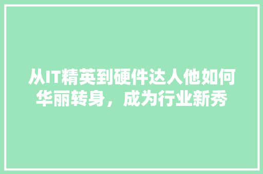 从IT精英到硬件达人他如何华丽转身，成为行业新秀 搜狗SEO