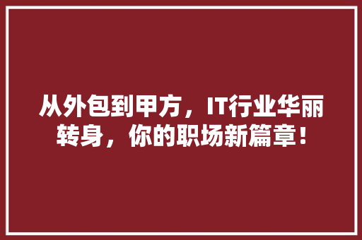 从外包到甲方，IT行业华丽转身，你的职场新篇章！ 百度SEO
