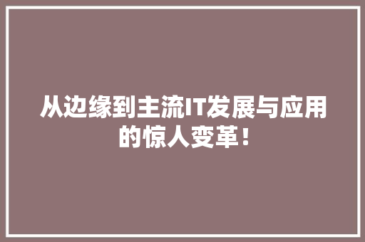 从边缘到主流IT发展与应用的惊人变革！ 百度SEO