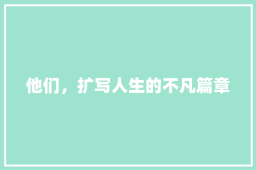 他们，扩写人生的不凡篇章 必应SEO