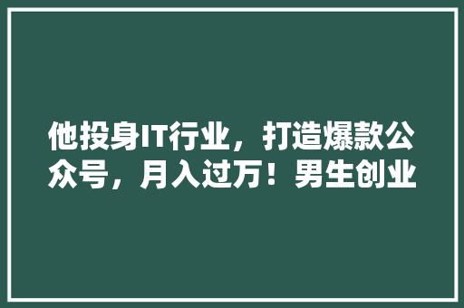 他投身IT行业，打造爆款公众号，月入过万！男生创业传奇 必应SEO