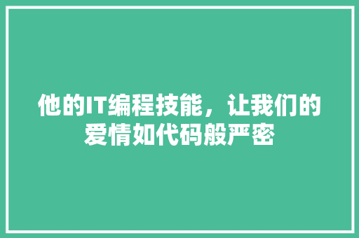 他的IT编程技能，让我们的爱情如代码般严密 网站建设公司