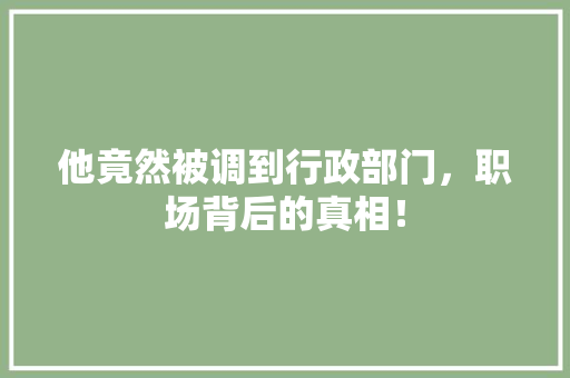 他竟然被调到行政部门，职场背后的真相！ 百度SEO