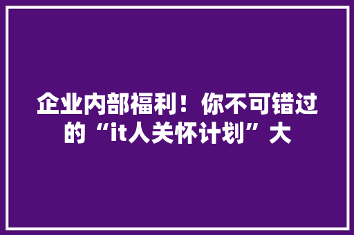 企业内部福利！你不可错过的“it人关怀计划”大 SEO关键词