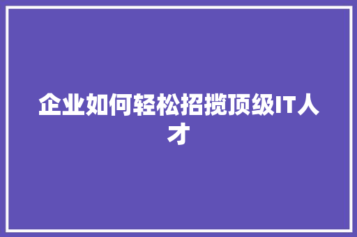 企业如何轻松招揽顶级IT人才 SEO关键词