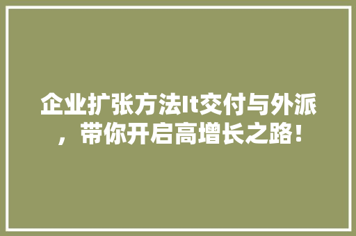 企业扩张方法It交付与外派，带你开启高增长之路！ SEO关键词