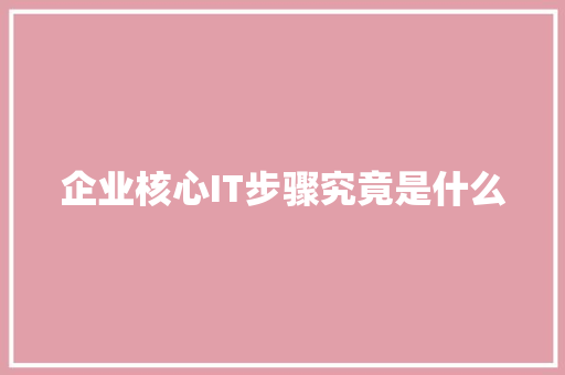 企业核心IT步骤究竟是什么 百度SEO