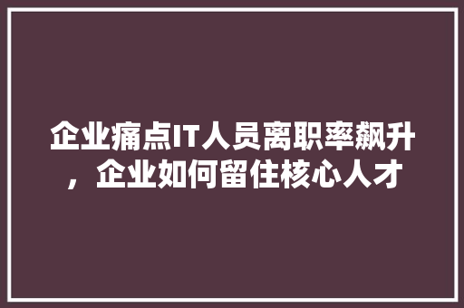 企业痛点IT人员离职率飙升，企业如何留住核心人才 网站建设公司