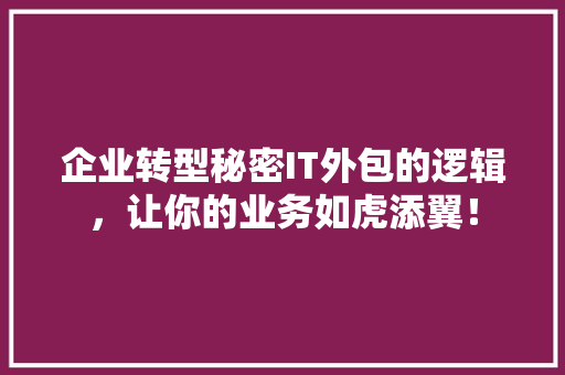 企业转型秘密IT外包的逻辑，让你的业务如虎添翼！ 网站建设公司