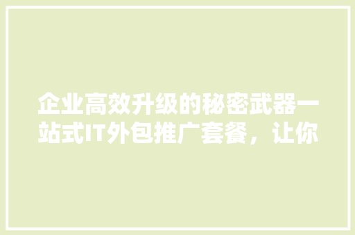 企业高效升级的秘密武器一站式IT外包推广套餐，让你的业务腾飞！ 搜狗SEO