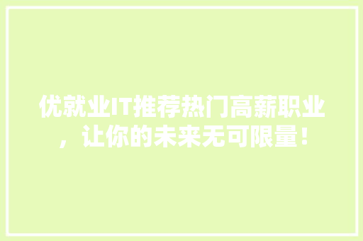 优就业IT推荐热门高薪职业，让你的未来无可限量！ SEO关键词