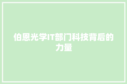 伯恩光学IT部门科技背后的力量 必应SEO