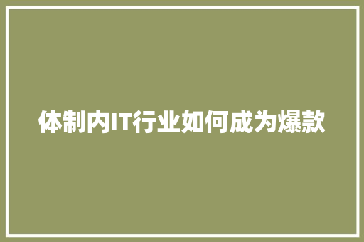 体制内IT行业如何成为爆款 必应SEO