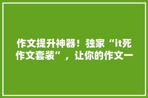 作文提升神器！独家“it死作文套装”，让你的作文一鸣惊人！ 神马SEO