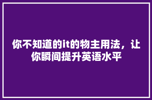 你不知道的it的物主用法，让你瞬间提升英语水平 百度SEO
