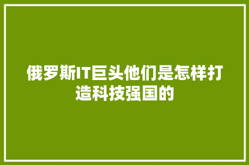 俄罗斯IT巨头他们是怎样打造科技强国的 SEO关键词