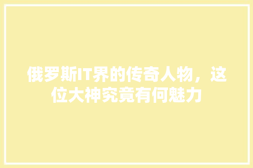 俄罗斯IT界的传奇人物，这位大神究竟有何魅力 神马SEO