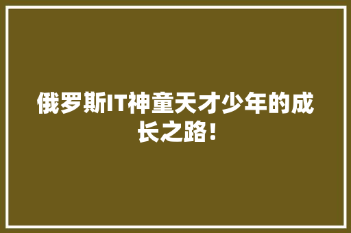 俄罗斯IT神童天才少年的成长之路！ 神马SEO