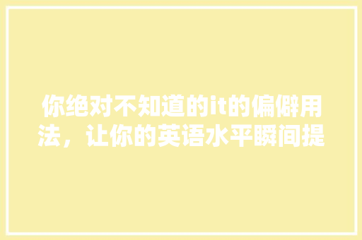 你绝对不知道的it的偏僻用法，让你的英语水平瞬间提升 必应SEO