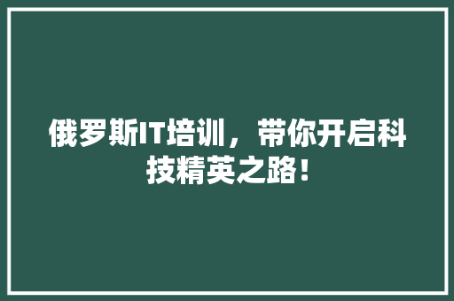 俄罗斯IT培训，带你开启科技精英之路！ 网站建设公司