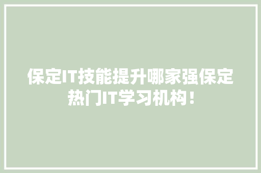 保定IT技能提升哪家强保定热门IT学习机构！ SEO关键词