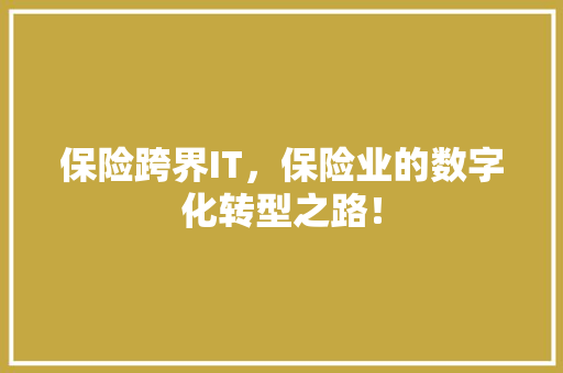保险跨界IT，保险业的数字化转型之路！ 百度SEO