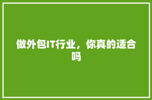 做外包IT行业，你真的适合吗 百度SEO