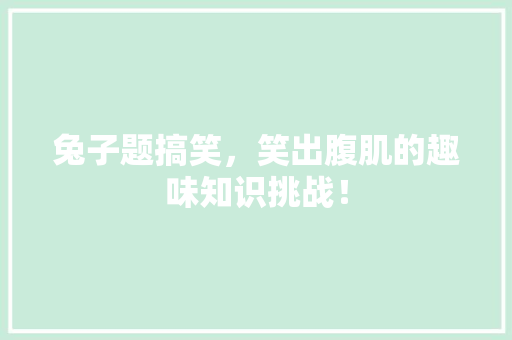 兔子题搞笑，笑出腹肌的趣味知识挑战！ 网站建设公司