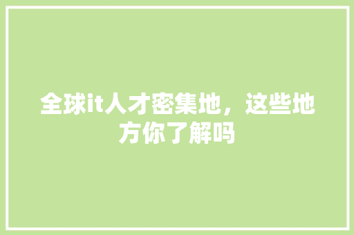全球it人才密集地，这些地方你了解吗 SEO关键词