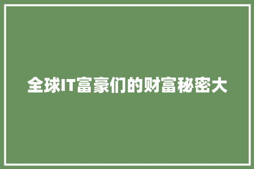 全球IT富豪们的财富秘密大 神马SEO
