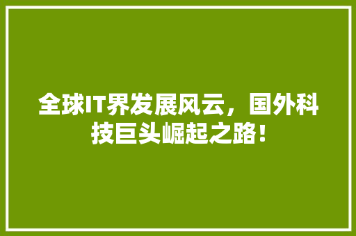 全球IT界发展风云，国外科技巨头崛起之路！ 百度SEO