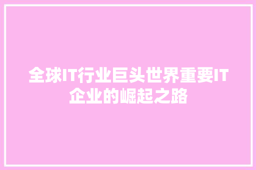 全球IT行业巨头世界重要IT企业的崛起之路 必应SEO