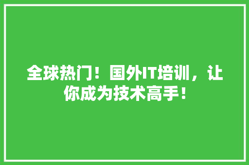 全球热门！国外IT培训，让你成为技术高手！ 必应SEO