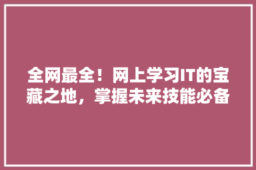 全网最全！网上学习IT的宝藏之地，掌握未来技能必备！ 神马SEO