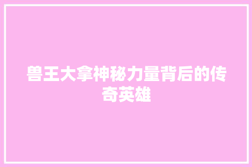 兽王大拿神秘力量背后的传奇英雄 百度SEO