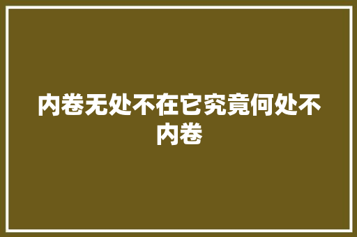内卷无处不在它究竟何处不内卷 网站建设公司