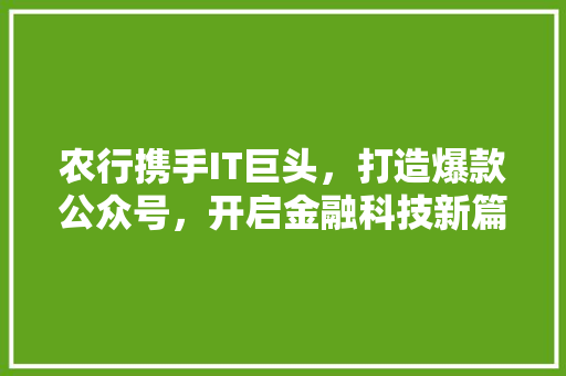 农行携手IT巨头，打造爆款公众号，开启金融科技新篇章！
