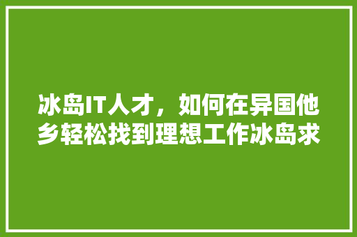 冰岛IT人才，如何在异国他乡轻松找到理想工作冰岛求职攻略！ 必应SEO