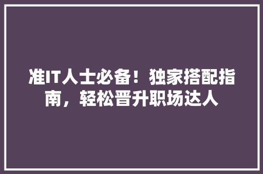 准IT人士必备！独家搭配指南，轻松晋升职场达人 必应SEO